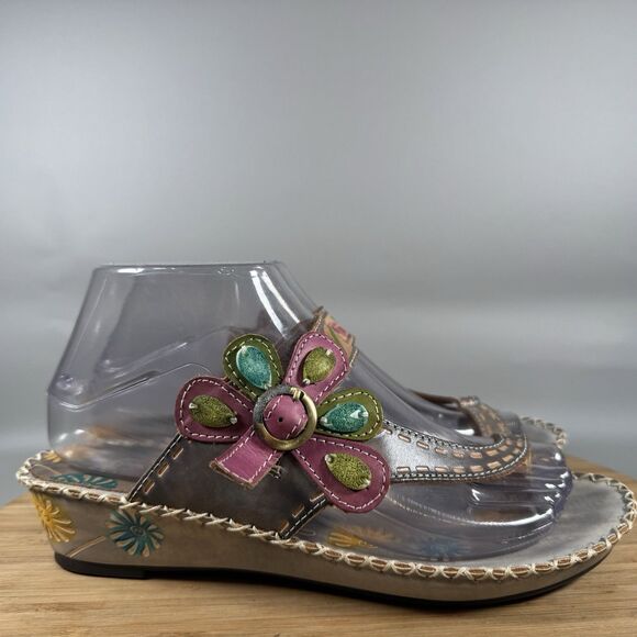Spring Step L'Artiste Shoes Womens Size 7.5 EU 38 Sandal Boho Floral Santorini - Picture 1 of 6